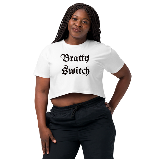 "Bratty Switch" Black Crop Top